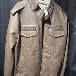 Levi's Olive Leather Military Jacket